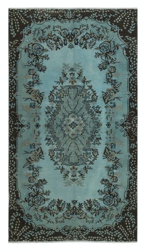 4x7 Ft Modern Handmade Blue Color Turkish Wool Area Rug With Medallion Design