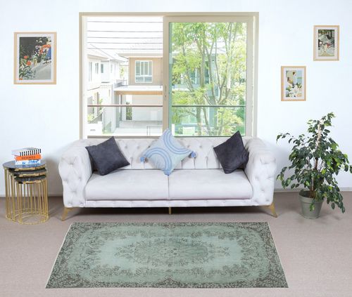 3.8x7 Ft Modern Handmade Turkish Accent Rug Redyed In Light Blue. Floor Covering photo furniture