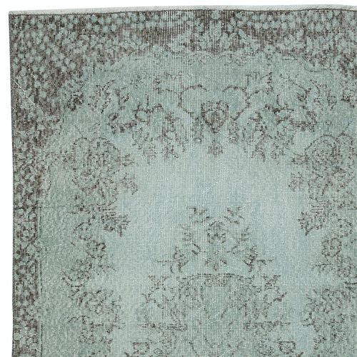3.8x7 Ft Modern Handmade Turkish Accent Rug Redyed In Light Blue. Floor Covering photo Textiles