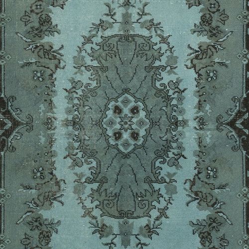 3.7x7 Ft Modern Handmade Anti Bacterial Turkish Accent Rug Re Dyed In Blue photo 214.0