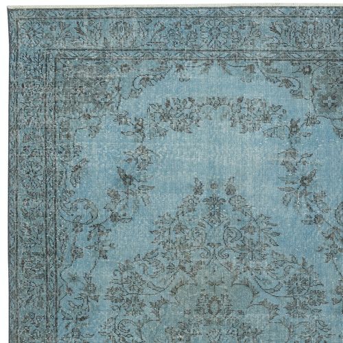 5.2x9 Ft Modern Area Rug In Blue, Hand Woven And Hand Knotted In Turkey photo Textiles