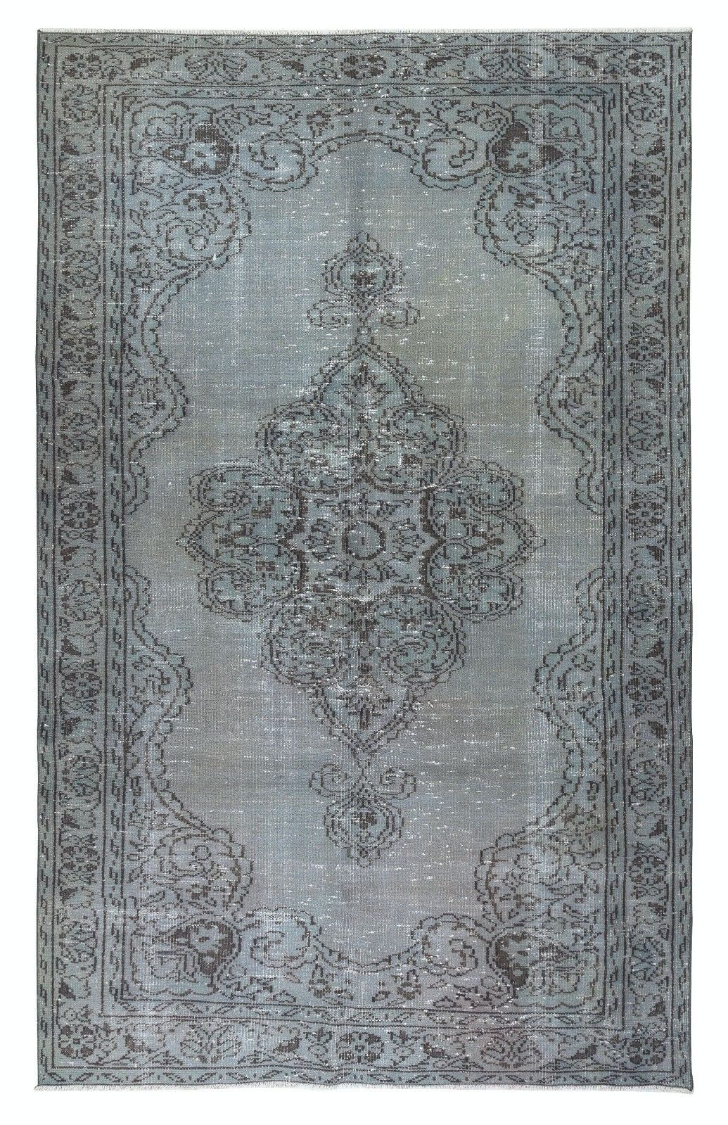 5.7x9 Ft Blue Area Rug For Modern Interiors, Handmade In Turkey