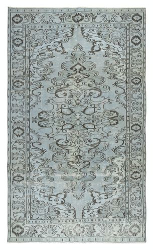 5.7x9.8 Ft Authentic Modern Handmade Turkish Wool Area Rug In Light Blue Color