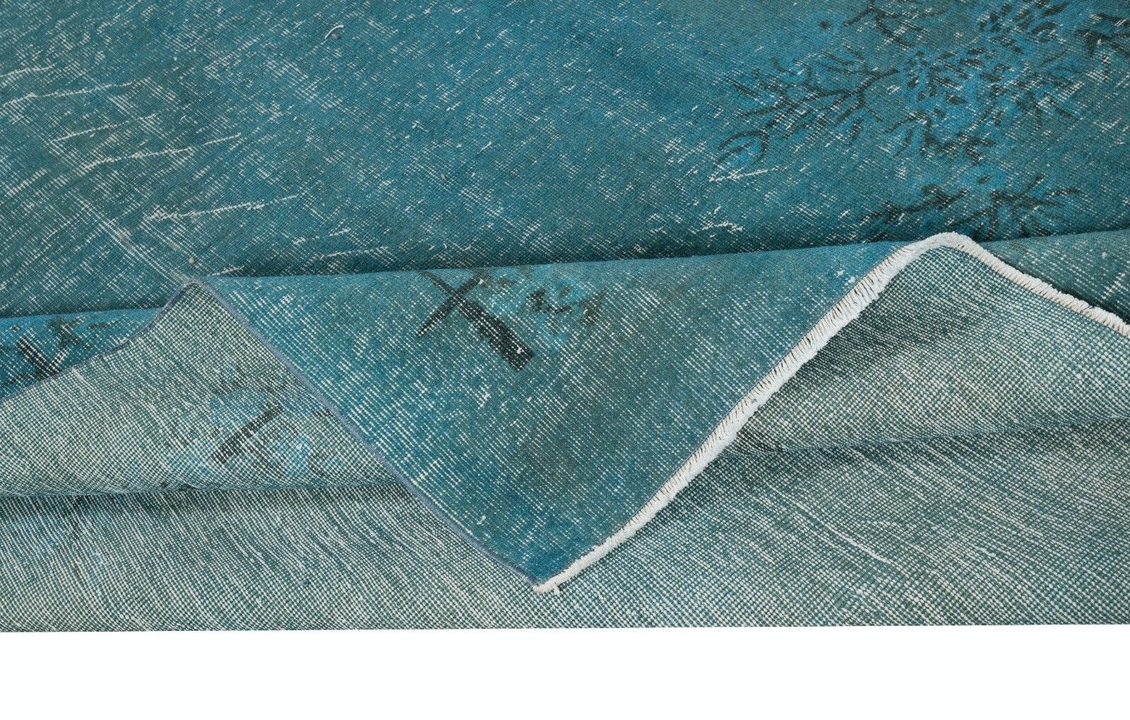 6.7x10 Ft Teal Blue Area Rug For Modern Interiors, Handmade In Turkey photo for sale