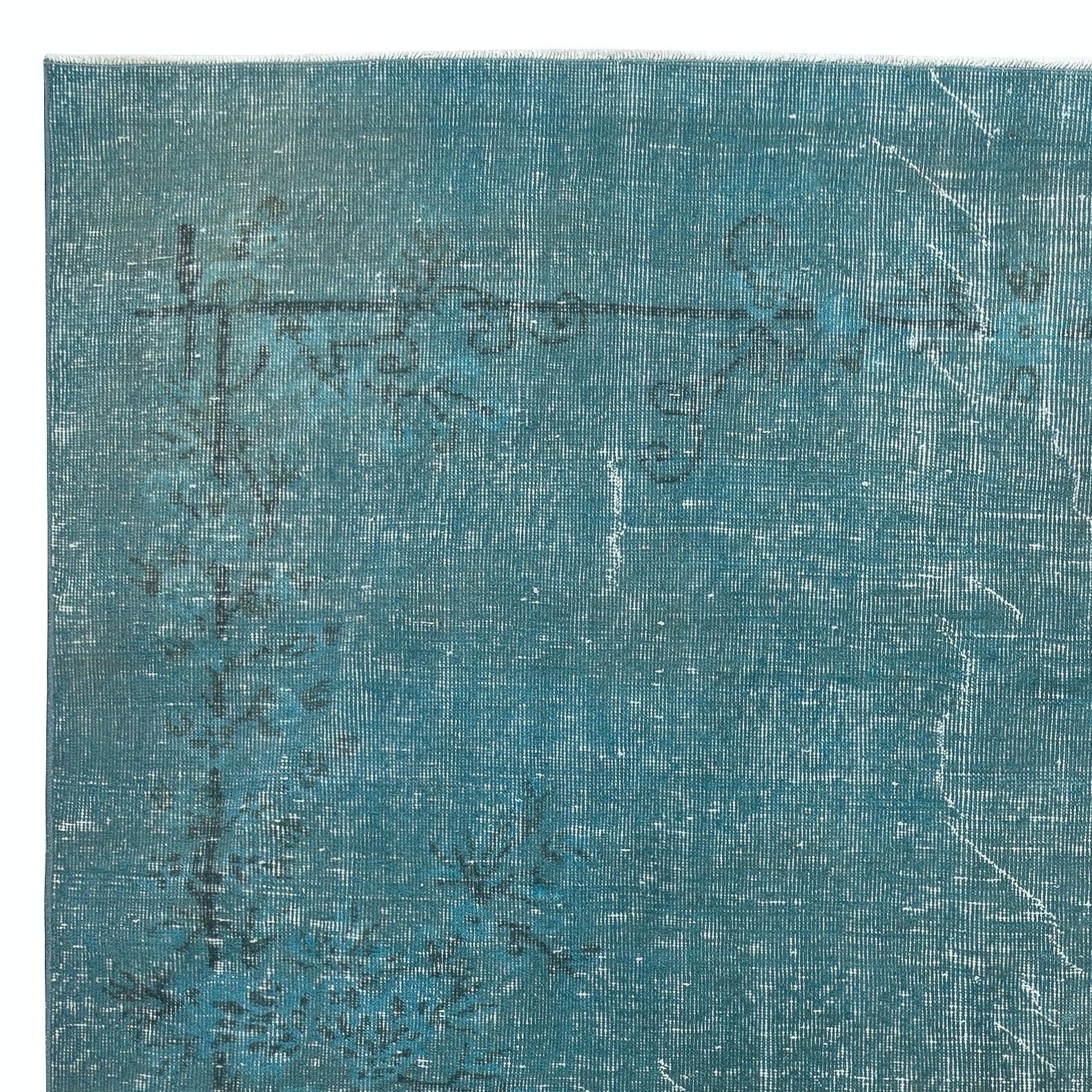 6.7x10 Ft Teal Blue Area Rug For Modern Interiors, Handmade In Turkey photo Textiles