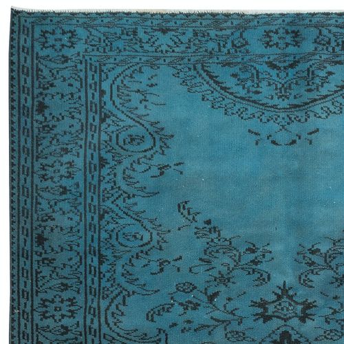 5.5x9 Ft Handmade Turkish Area Rug Over Dyed In Blue. Modern Floor Covering photo Textiles