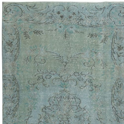 4.7x8.7 Ft Contemporary Handmade Turkish Area Rug Over Dyed In Light Blue photo Textiles