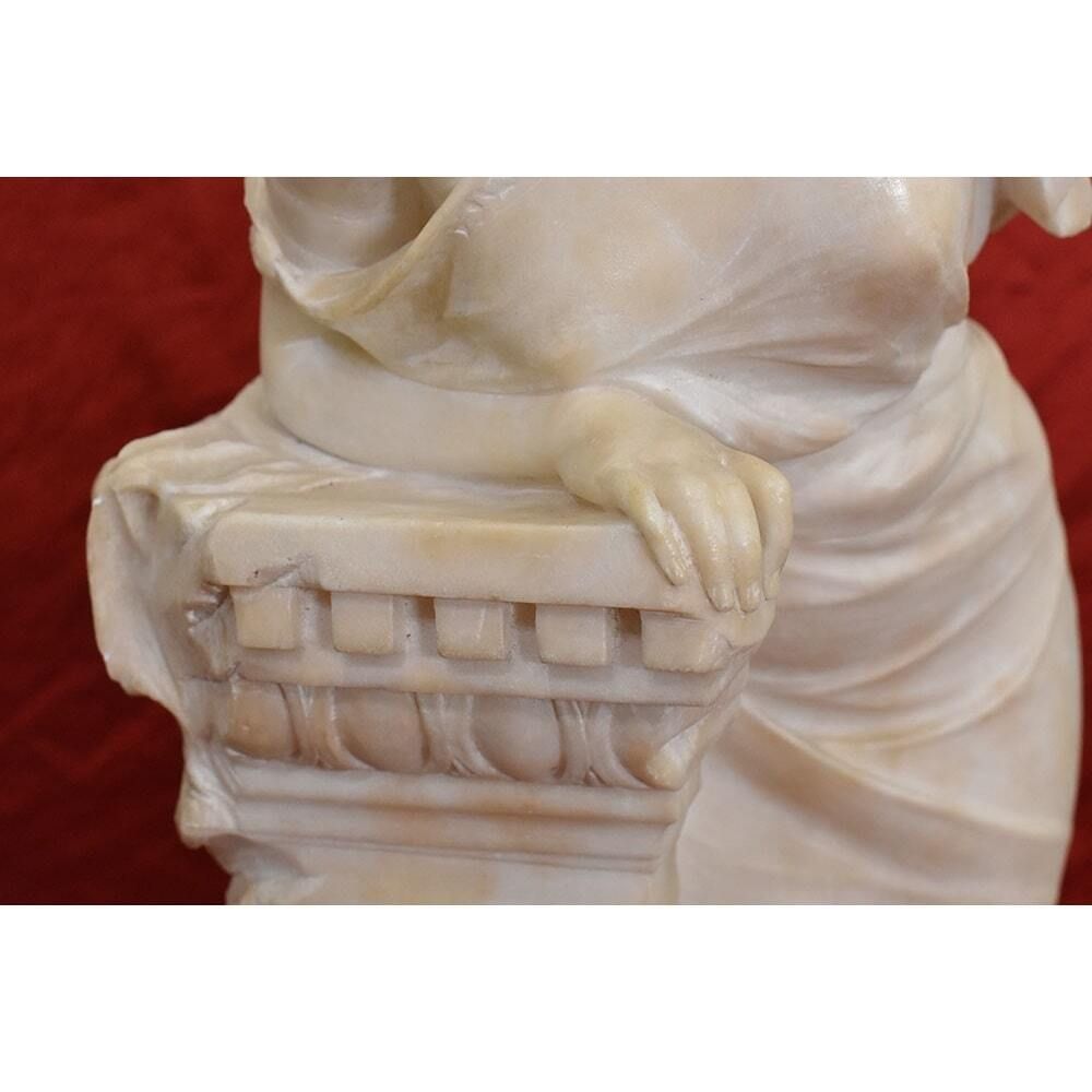 Antique Italian Alabaster Sculptures, Young Girl Sculpture, Giuseppe Gambogi, 19th Century. photo vintage