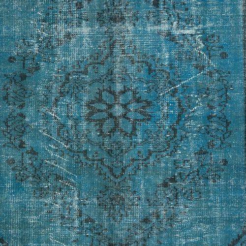 5.6x9.4 Ft Modern Handmade Turkish Area Rug Over Dyed In Blue. Floor Covering photo 447.0