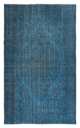 6x10 Ft Decorative Handmade Turkish Wool Area Rug In Blue. Modern Floor Covering