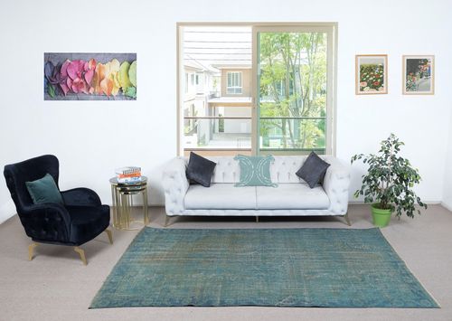 6x9.6 Ft Modern Area Rug In Light Blue, Hand Woven And Hand Knotted In Turkey photo furniture