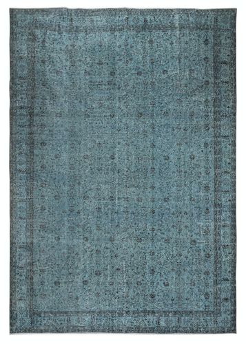 9.2x13.2 Ft Modern Floral Patterned Area Rug In Blue, Hand Knotted In Turkey