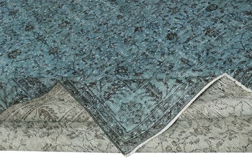 9.2x13.2 Ft Modern Floral Patterned Area Rug In Blue, Hand Knotted In Turkey photo for sale