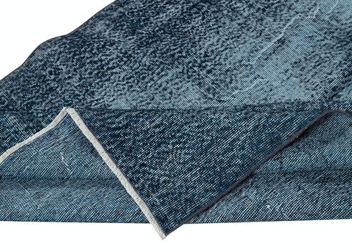 5x8.3 Ft Modern Area Rug Overdyed In Solid Blue, Hand Knotted In Turkey photo for sale