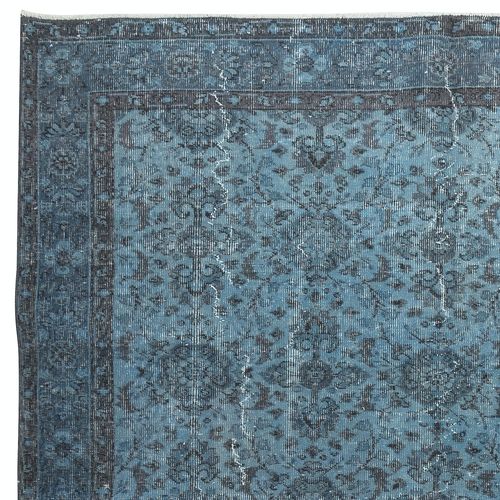 6.6x10.2 Ft Floral Design Handmade Blue Color Turkish Wool Area Rug photo Textiles