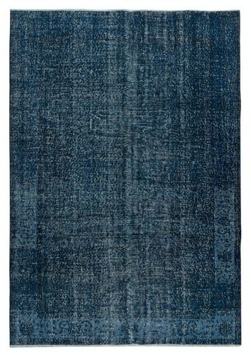 5.5x8.2 Ft Handmade Turkish Wool Area Rug In Navy Blue. Room Size Floor Covering