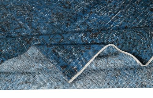 6.3x9.8 Ft Contemporary Handmade Turkish Area Rug In Dark Blue Color photo for sale