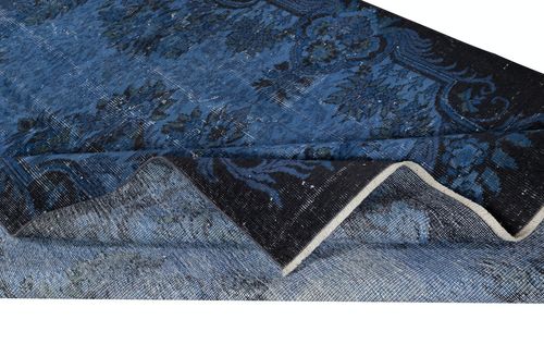 6x8.5 Ft Blue Area Rug For Contemporary Interiors, Handmade In Turkey photo for sale