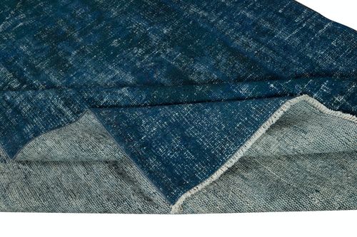5.7x9 Ft Contemporary Handmade Turkish Area Rug Over Dyed In Navy Blue photo for sale