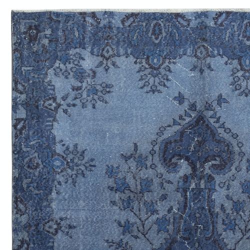 5.5x9.6 Ft Modern Medallion Design Area Rug In Blue, Hand Knotted In Turkey photo Textiles
