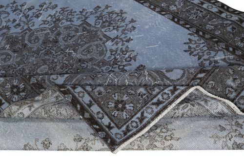 6x9.2 Ft Modern Hand Knotted Blue Color Turkish Area Rug With Medallion Design photo for sale