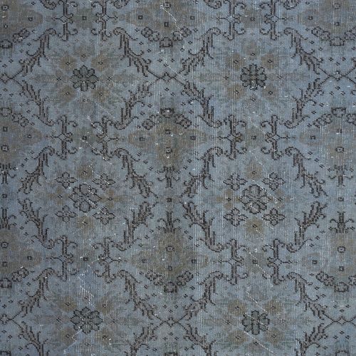 5.4x9.3 Ft Handknotted Blue Color Area Rug, Modern Floral Turkish Floor Covering photo 431.0
