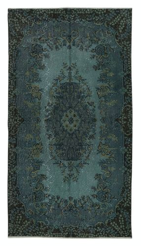 4x7 Ft Modern Handmade Blue Color Turkish Wool Area Rug With Medallion Design