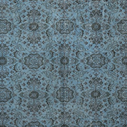 6x9.4 Ft Contemporary Handmade Blue Color Turkish Area Rug With Floral Design photo 490.0