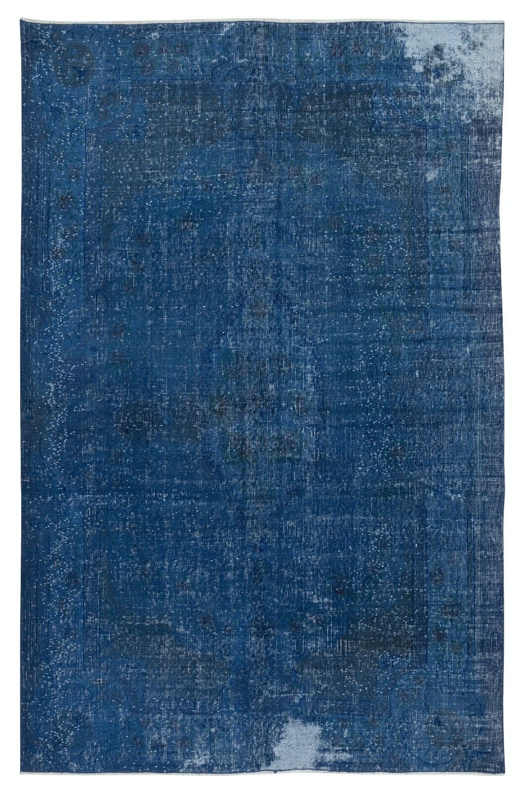 5.7x9 Ft Shabby Chic Style Blue Color Area Rug. Handmade In Turkey