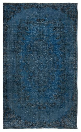5.2x8.7 Ft Blue Area Rug For Contemporary Interiors, Handmade In Turkey