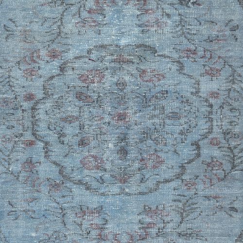 6x8.6 Ft Contemporary Handmade Turkish Area Rug Over Dyed In Light Blue photo 426.0