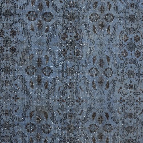 5.2x8.4 Ft Contemporary Handmade Blue Color Turkish Area Rug With Floral Design photo 372.0