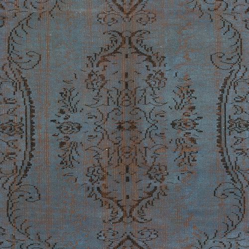 6x8.8 Ft Contemporary Handmade Turkish Area Rug Re Dyed In Blue. Floor Covering photo 442.0