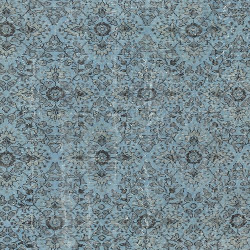 7x11.5 Ft Modern Handmade Blue Color Turkish Wool Area Rug With Floral Design photo 865.0