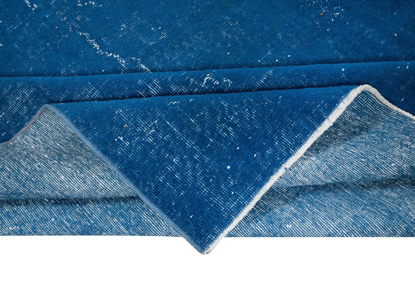 6.5x10 Ft Modern Handmade Turkish Rug In Sapphire Blue, Unique Upcycled Carpet photo for sale