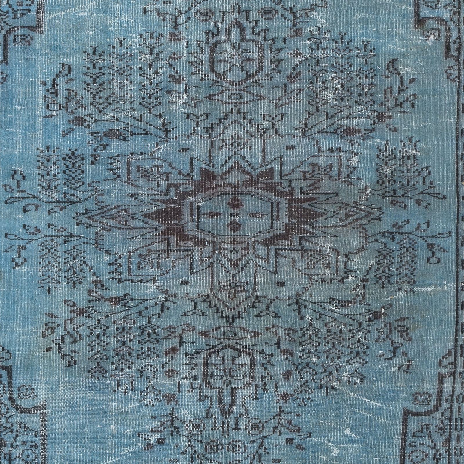 6.2x10 Ft Modern Light Blue Area Rug, Room Size Handmade Overdyed Turkish Carpet photo 536.0