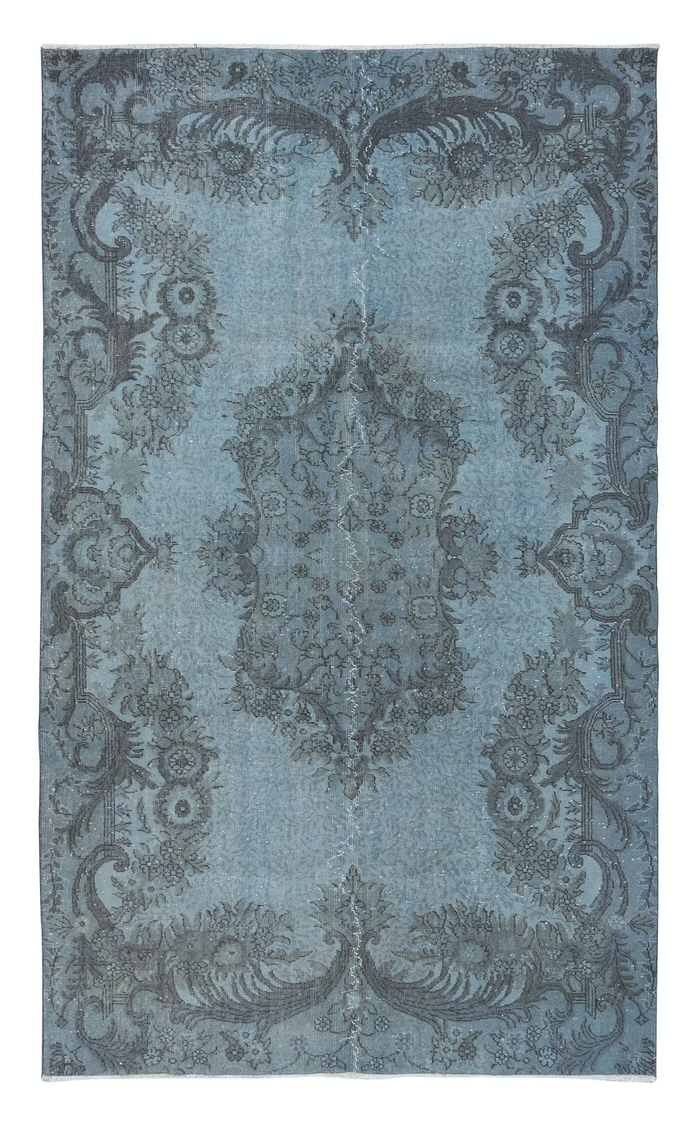 6.2x10 Ft Modern Handmade Wool Area Rug In Light Blue, Turkish Low Pile Carpet