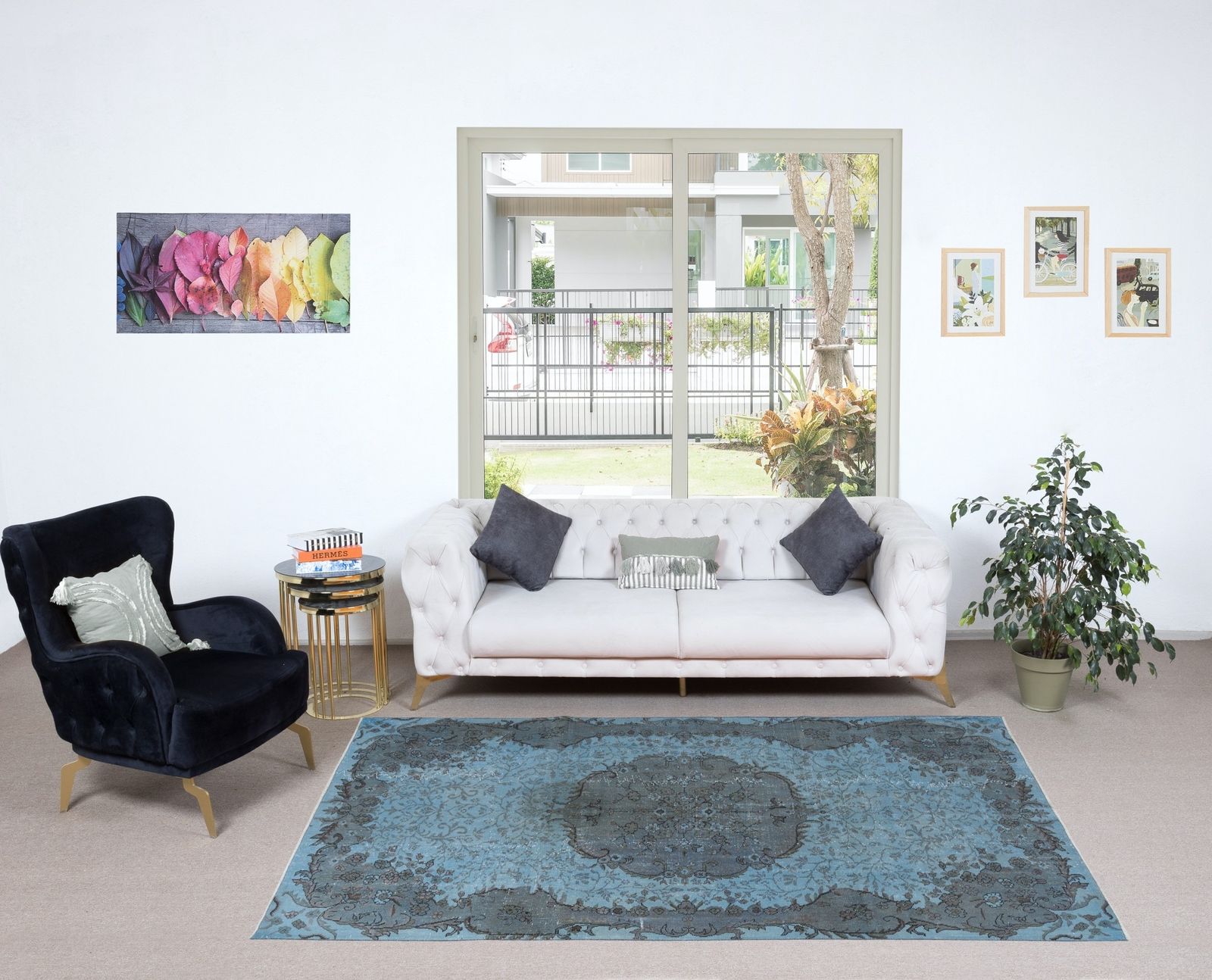 5.5x8.5 Ft Sky Blue Modern Area Rug, Handwoven & Handknotted In Isparta, Turkey photo furniture