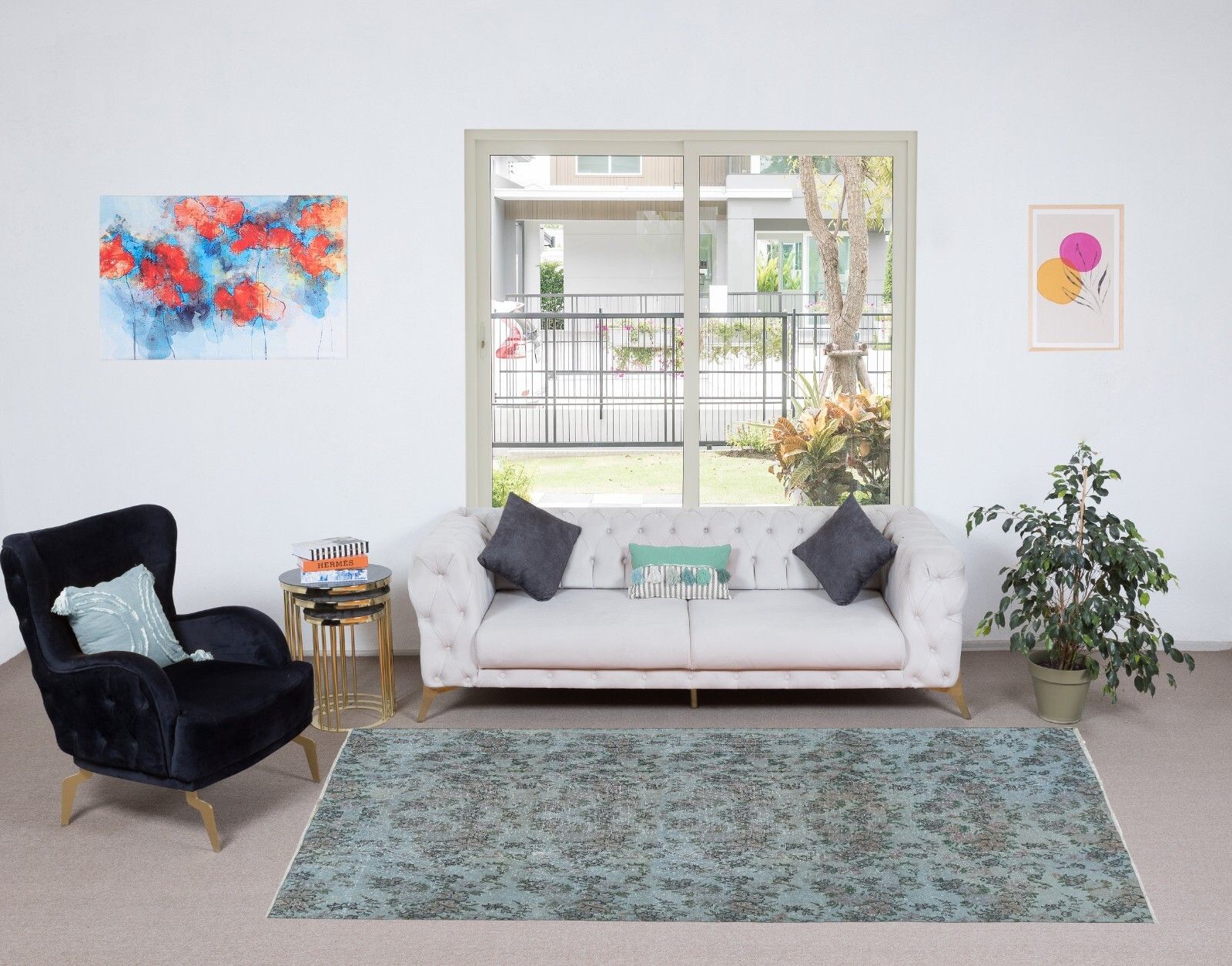 5x9 Ft Modern Handmade Turkish Rug In Light Blue, Sky Blue Living Room Carpet photo 385.0