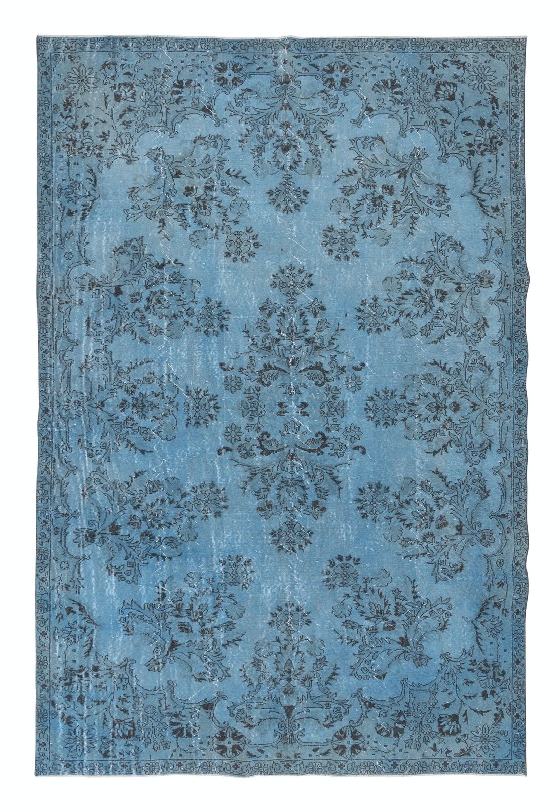7x10.6 Ft Light Blue Modern Area Rug, Handmade Turkish Wool Living Room Carpet