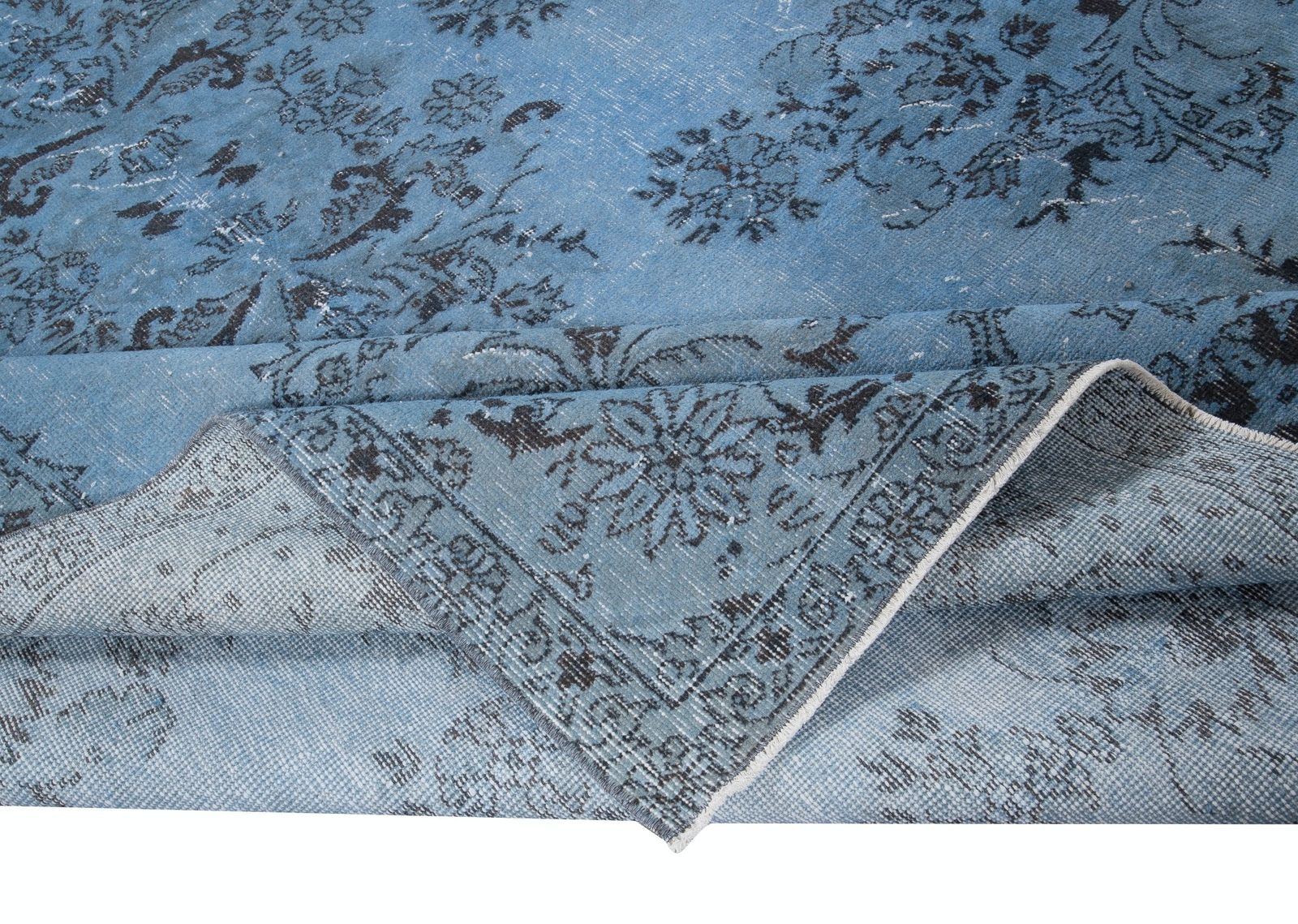 7x10.6 Ft Light Blue Modern Area Rug, Handmade Turkish Wool Living Room Carpet photo for sale