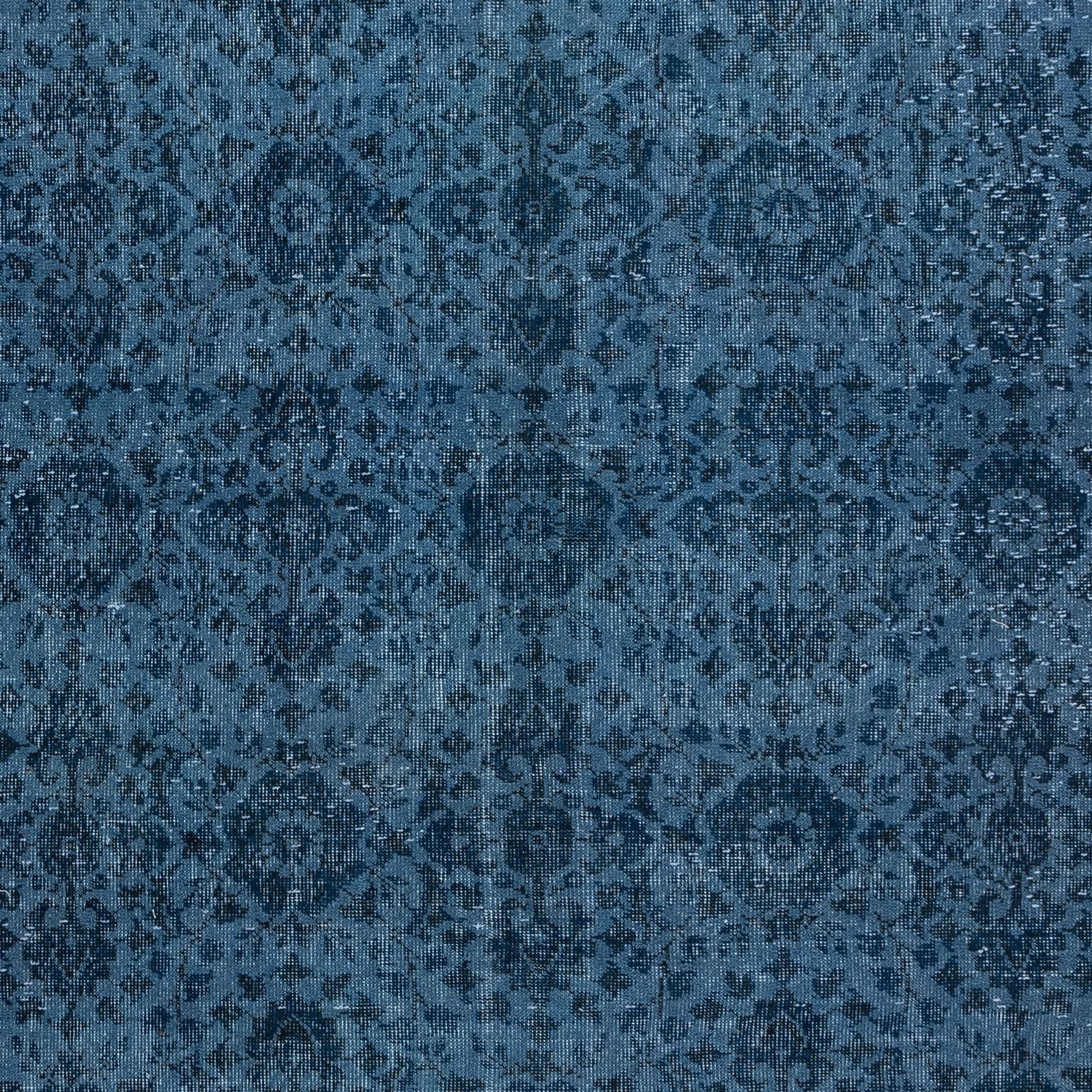 6.4x10.6 Ft Hand Knotted Floral Rug, Blue Modern Turkish Carpet For Living Room photo 703.0