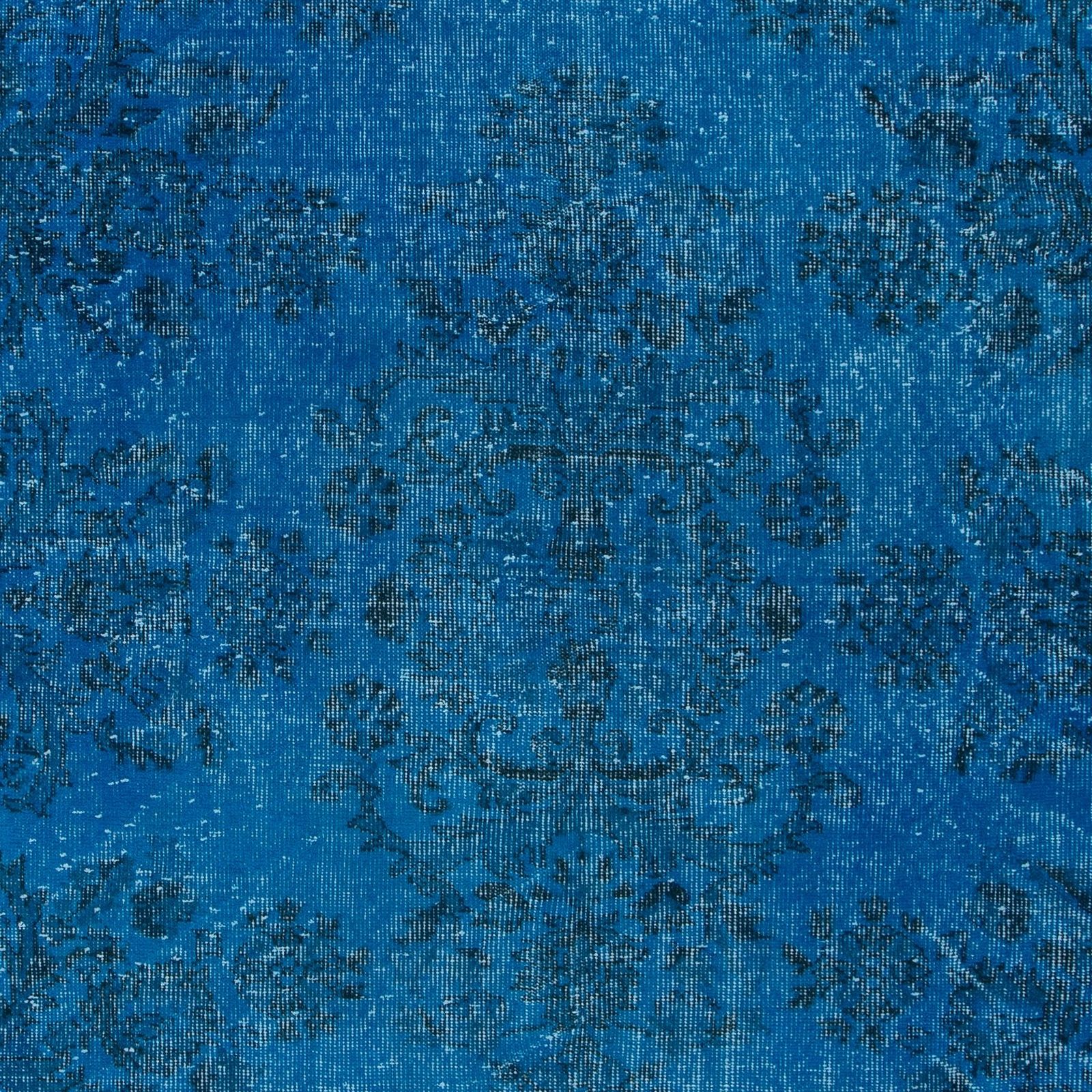 6x9.8 Ft Turkish Area Rug In Blue For Dining Room, Handmade Garden Design Carpet photo 488.0