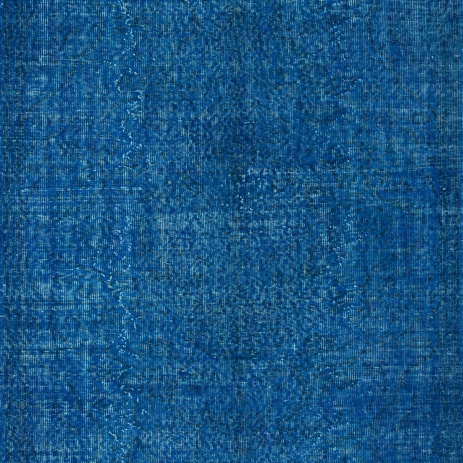 5.3x8.8 Ft Handmade Turkish Wool Area Rug In Solid Blue 4 Modern Interiors photo 402.0