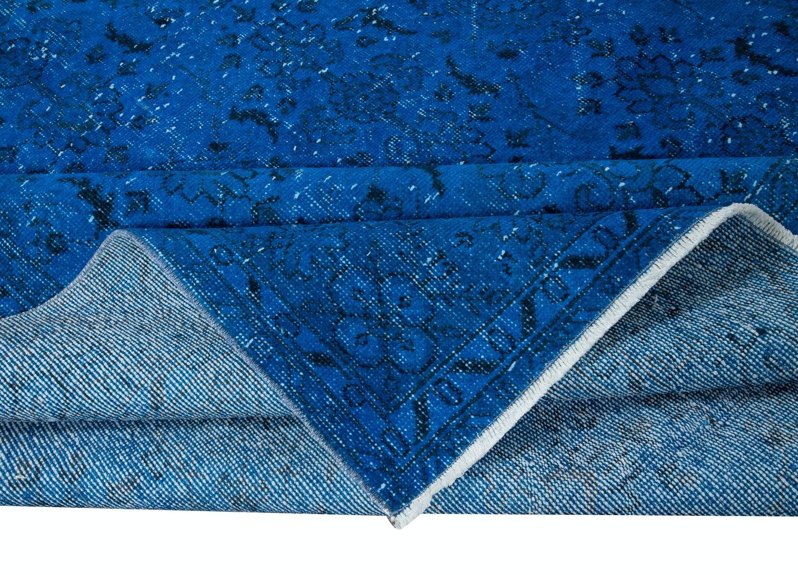 6.6x10.2 Ft Modern Blue Handmade Area Rug, Turkish Carpet, Woolen Floor Covering photo for sale