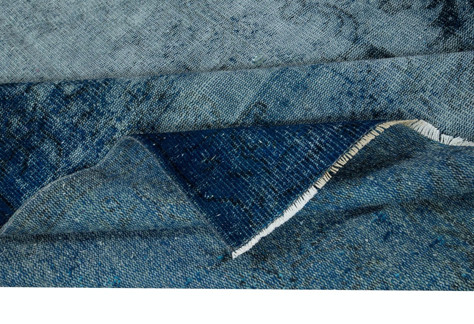 5.8x9 Ft Distressed Handmade Navy Blue Area Rug, Modern Turkish Carpet photo for sale