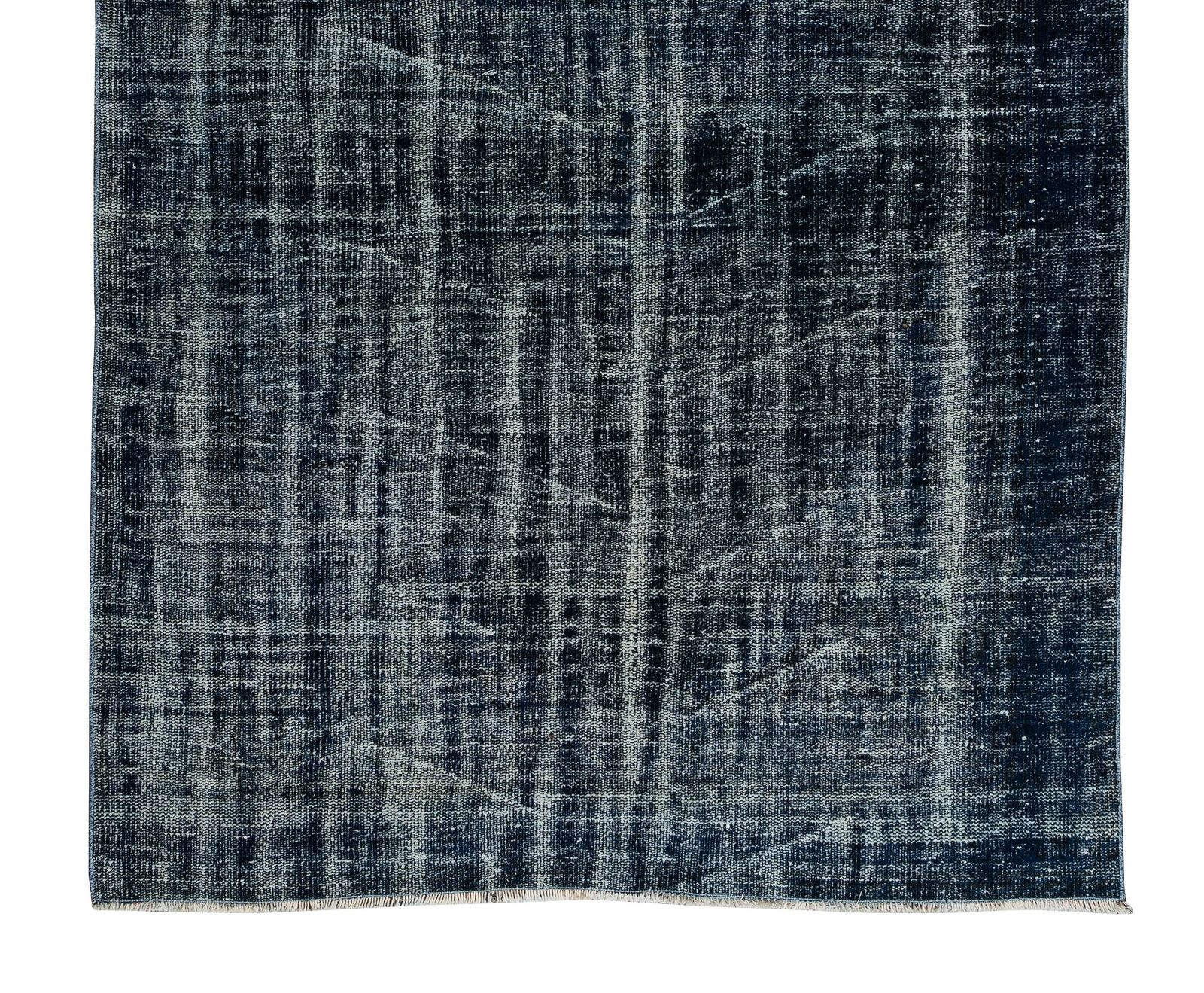 5.2x9 Ft Turkish Vintage Carpet Over Dyed In Navy Blue, Modern Handmade Area Rug photo 318.0
