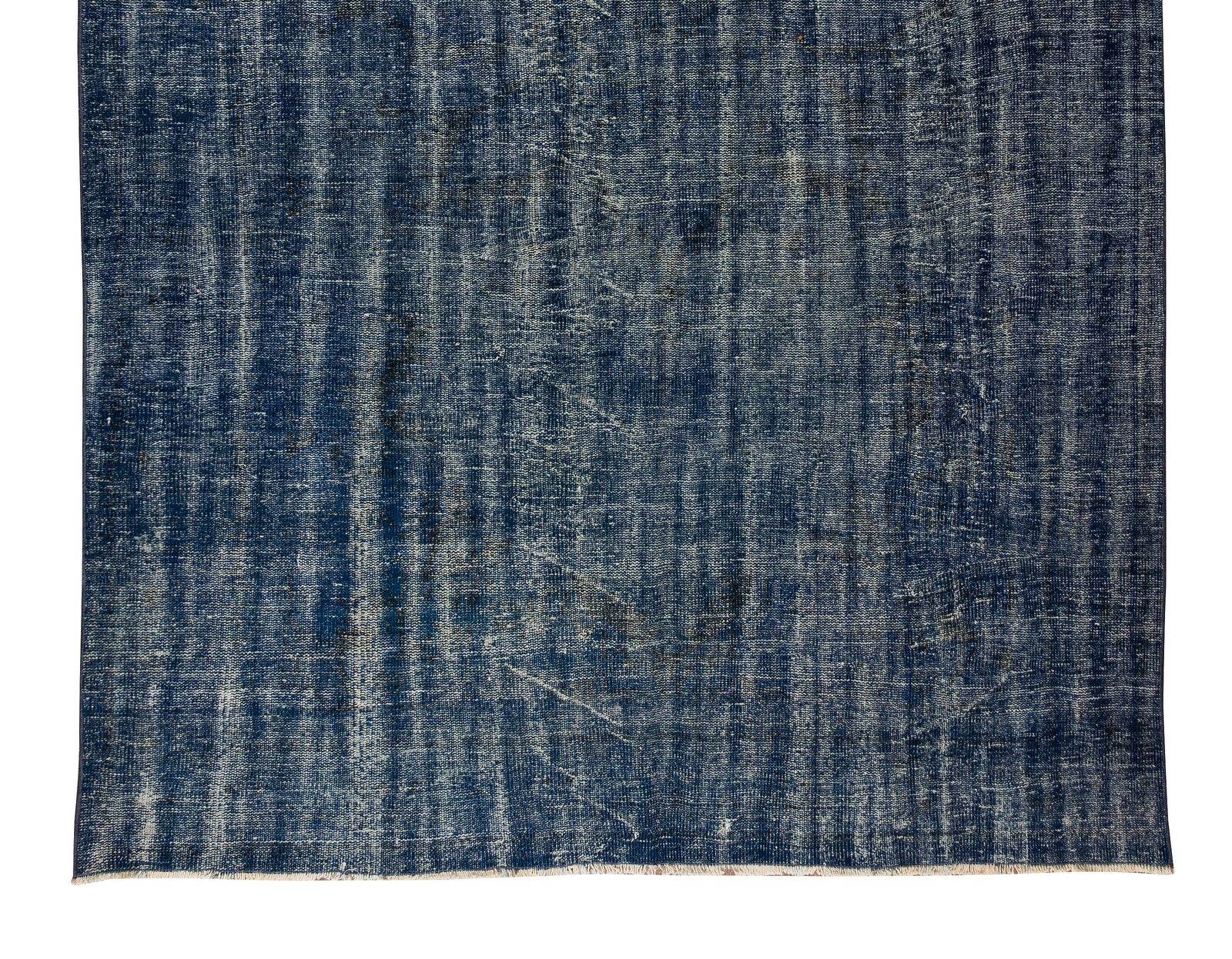 6.9x10.7 Ft Handmade Vintage Turkish Rug Redyed In Navy Blue For Modern Interior photo 631.0