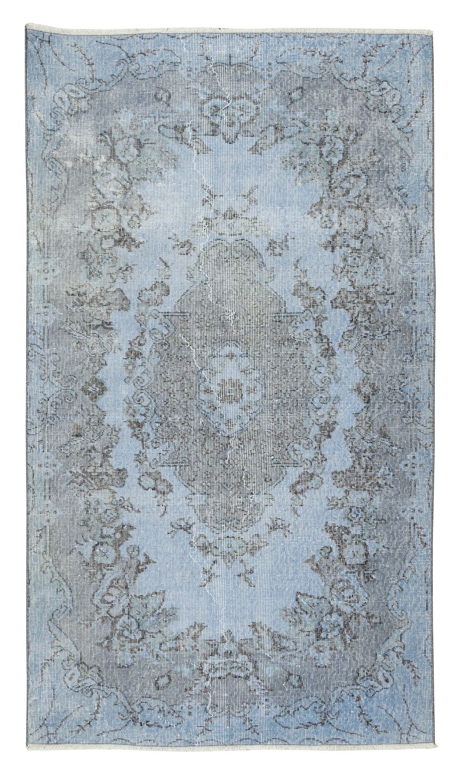 4x7 Ft Handmade 1960s Turkish Rug Over Dyed In Light Blue 4 Modern Home & Office