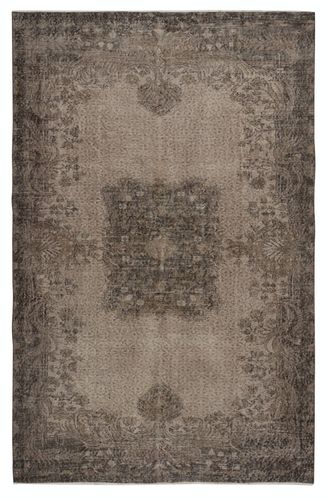 6.3x9.6 Ft Modern Hand Knotted Turkish Wool Area Rug In Brown. Home Gift Rug